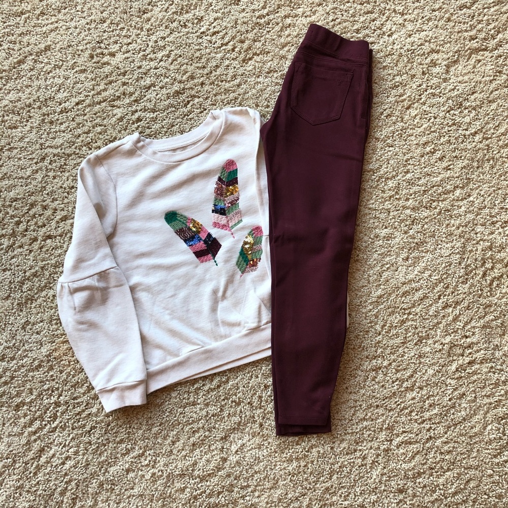 Tractr Skinny pant & Gymboree Feather Sweatshirt